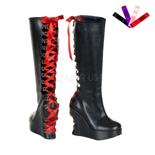 DEMONIA BRAVO-106 Black Pu Lolita Punk Boots - Shoecup.com