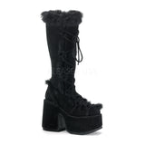 DEMONIA CAMEL-311 Black Veggie Suede Boots - Shoecup.com