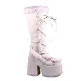 DEMONIA CAMEL-311 White Pu Boots - Shoecup.com