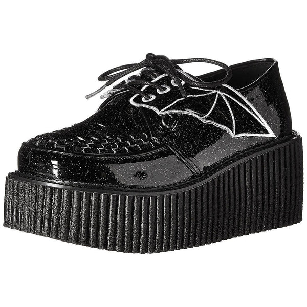 Demonia CREEPER-205 Black Glitter BAT WING Creepers - Shoecup.com - 1