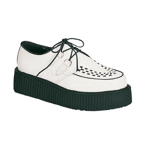 DEMONIA CREEPER-402 Men's White Leather Creepers - Shoecup.com