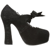 DEMONIA Women's Sexy 5" Chunky Heel Black Satin & Lace Mary Jane Heels DEMON-11 - Shoecup.com - 5