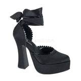 DEMONIA DOLLY-82 Black Satin Mary Jane Pumps - Shoecup.com