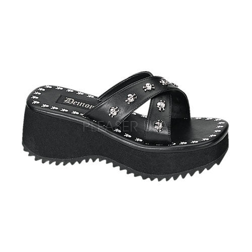 DEMONIA FLIP-05 Black Pu Sandals - Shoecup.com