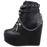 Demonia POISON-101 Black Vegan Leather Wedge Boots - Shoecup.com - 5