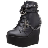 Demonia POISON-101 Black Vegan Leather Wedge Boots - Shoecup.com - 2