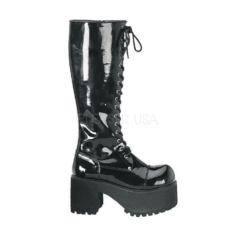 DEMONIA RANGER-302 Men's Black Pat Vegan Boots - Shoecup.com