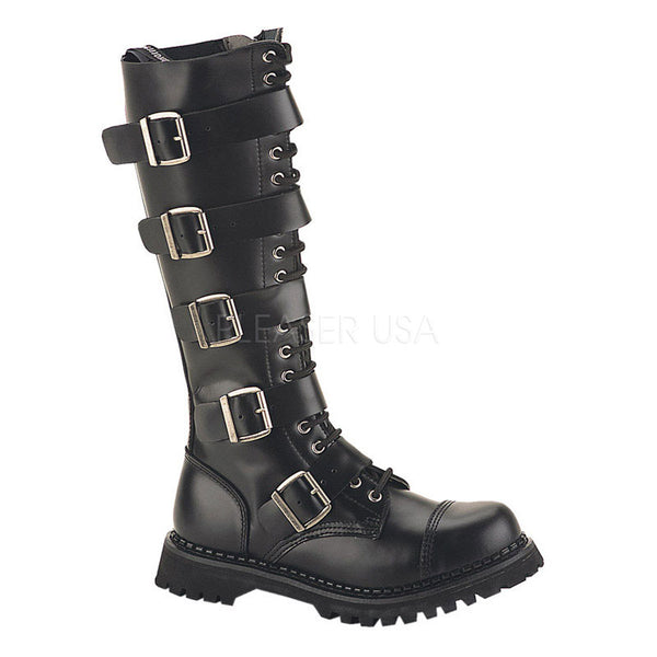 DEMONIA RIOT-20 Men's Black Leather Steel Toe Boots - Shoecup.com