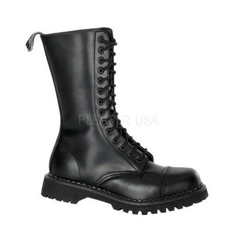 DEMONIA ROCKY-14 Men's Black Leather Steel Toe Boots - Shoecup.com