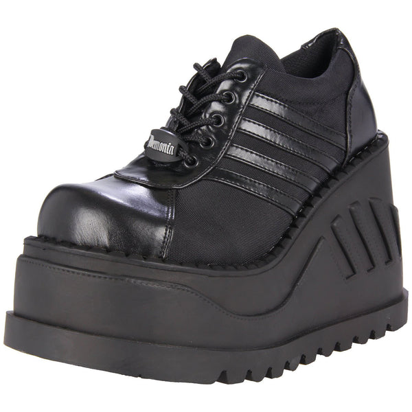 DEMONIA STOMP-08 BLACK CHUNKY PLATFORM SHOES - Shoecup.com - 1