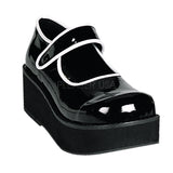 DEMONIA SPRITE-01 Black-White Pat Mary Jane - Shoecup.com