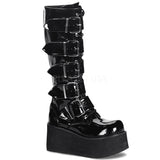 DEMONIA TRASHVILLE-518 Men's Black Pat Vegan Boots - Shoecup.com