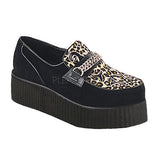 DEMONIA V-CREEPER-509S Men's Black Suede-Cheetah Fur Creepers - Shoecup.com