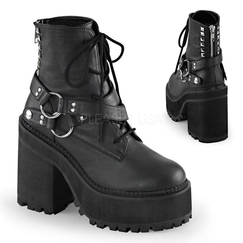 Demonia ASSAULT-101 Black Vegan Leather Ankle Boots - Shoecup.com