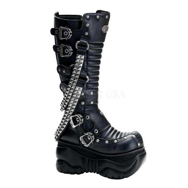 DEMONIA BOXER-206 Men's Black Pu Cyber Boots - Shoecup.com