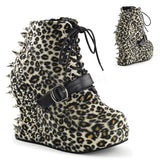 DEMONIA BRAVO-23 Leopard Print Fabric Boots - Shoecup.com