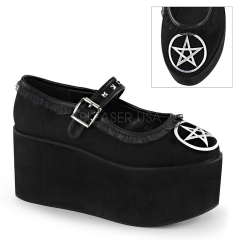 Demonia CLICK-02-2 Black Canvas Mary Jane - Shoecup.com