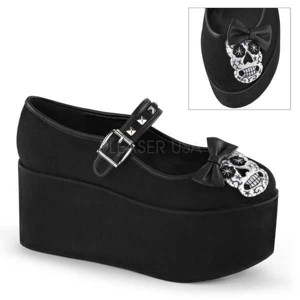 Demonia CLICK-02-3 Black Canvas Mary Jane - Shoecup.com