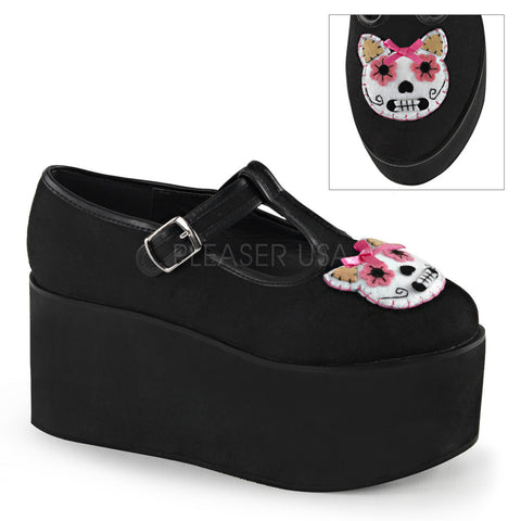 Demonia CLICK-04-1 Black Canvas T-Strap - Shoecup.com