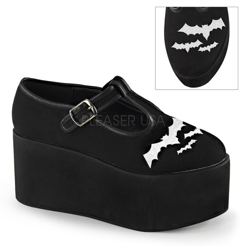 Demonia CLICK-04-2 Black Canvas T-Strap - Shoecup.com