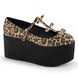 Demonia CLICK-08 Leopard Print Canvas T-Strap - Shoecup.com