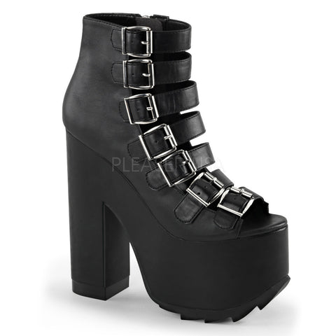 Demonia CRAMPS-04 Black Vegan Leather Ridged Platform Boots - Shoecup.com