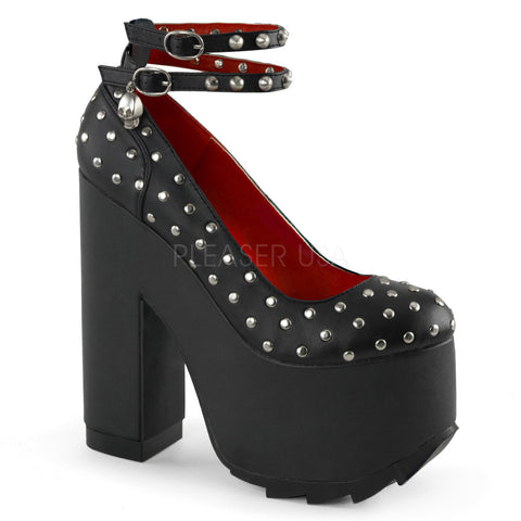 Demonia CRAMPS-06 Black Vegan Leather Ridged Platform Boots - Shoecup.com