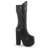 Demonia CRAMPS-200 Black Vegan Leather Ridged Platform Boots - Shoecup.com