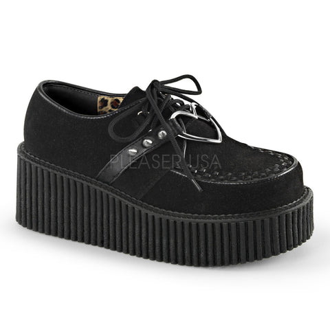 Demonia CREEPER-206 Black Vegan Suede Leather Creepers - Shoecup.com