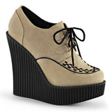 Demonia CREEPER-302 Cream Vegan Suede Creepers - Shoecup.com