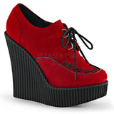 Demonia CREEPER-302 Red Vegan Suede Creepers - Shoecup.com