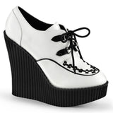 Demonia CREEPER-302 White-Black Vegan Leather Creepers - Shoecup.com