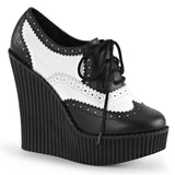 Demonia CREEPER-307 Black-White Vegan Leather Creepers - Shoecup.com