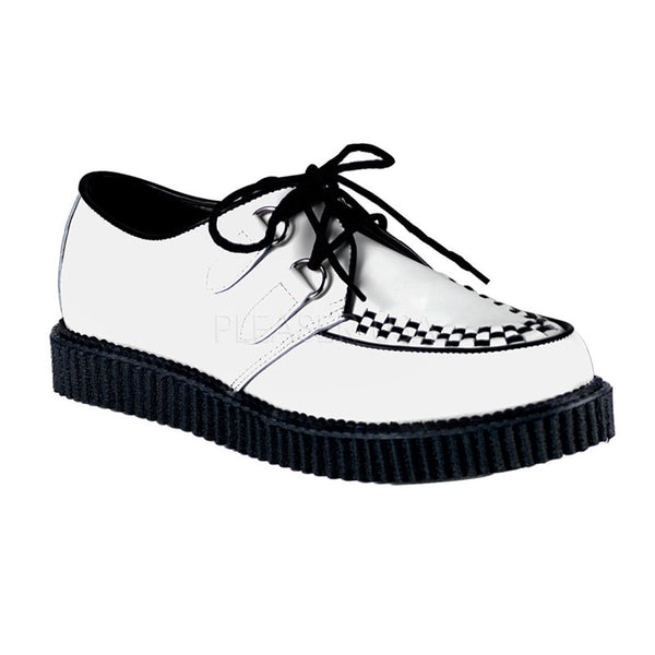 DEMONIA CREEPER-602 Men's White Leather Creepers - Shoecup.com