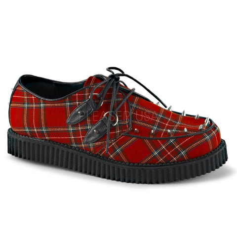 Demonia CREEPER-603 Men's Red Plaid Fabric Creepers - Shoecup.com