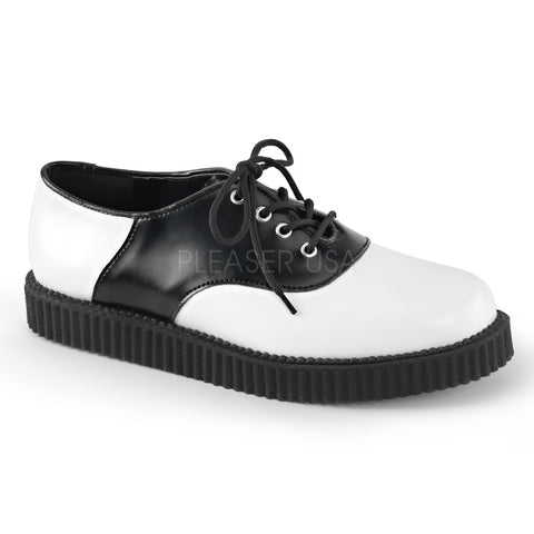 Demonia CREEPER-606 Men's White-Black  Leather Creepers - Shoecup.com