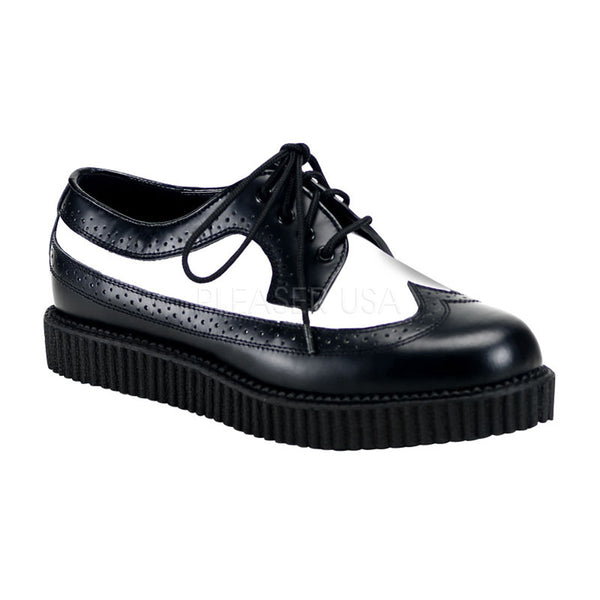 DEMONIA CREEPER-608 Men's Black-White Leather Creepers - Shoecup.com