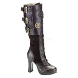 DEMONIA CRYPTO-302 Brown Pu-Microfiber SteamPunk Boots - Shoecup.com