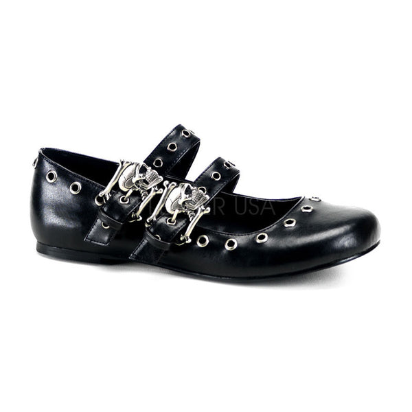 DEMONIA DAISY-03 Black Pu Ballet Flats - Shoecup.com