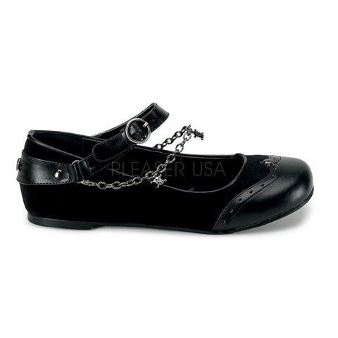 DEMONIA DAISY-07 Black Pu-Velvet Ballet Flats - Shoecup.com