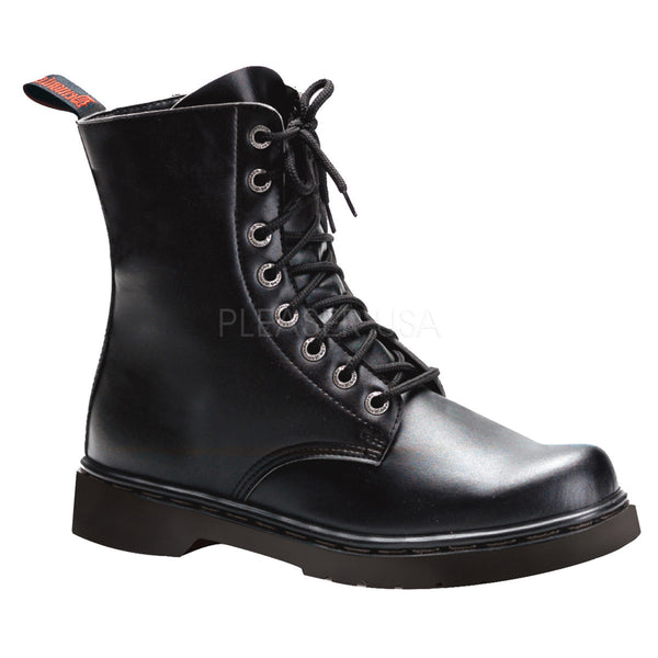 Demonia Men's DEFIANT-100 Men's Black Vegan Leather Goth Punk Military Combat Boots - Shoecup.com