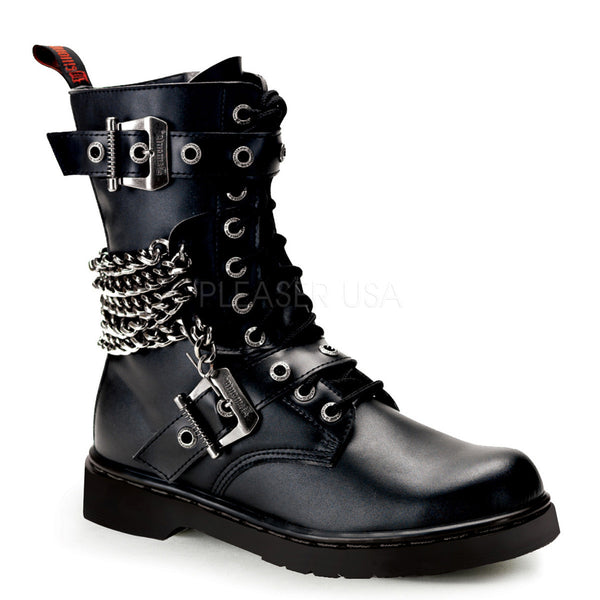 Demonia Men's DEFIANT-204 Men's Black Vegan Leather Goth Punk Combat Boots - Shoecup.com