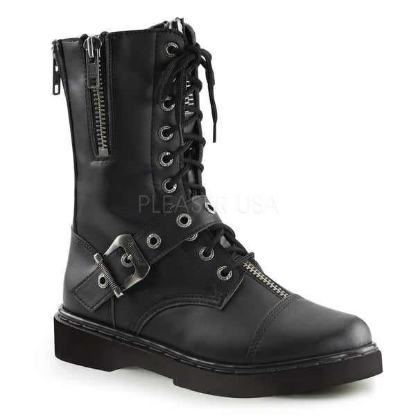 Demonia Men's DEFIANT-206 Men's Black Vegan Leather Goth Punk Combat Boots - Shoecup.com