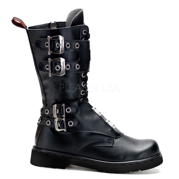 Demonia Men's DEFIANT-302 Men's Black Vegan Leather Goth Punk Combat Boots - Shoecup.com