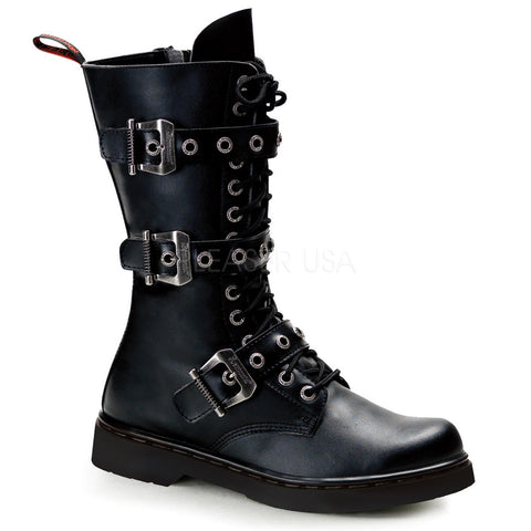 Demonia Men's DEFIANT-303 Men's Black Vegan Leather Goth Punk Combat Boots - Shoecup.com