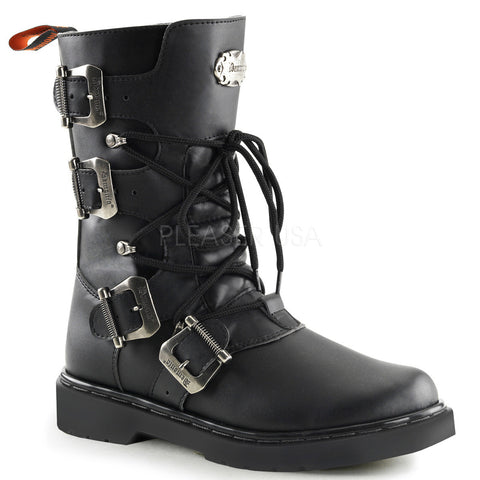 Demonia Men's DEFIANT-306 Men's Black Vegan Leather Goth Punk Combat Boots - Shoecup.com