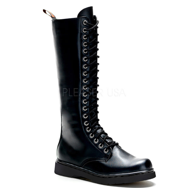 Demonia Men's DEFIANT-400 Men's Black Vegan Leather Goth Punk Combat Boots - Shoecup.com