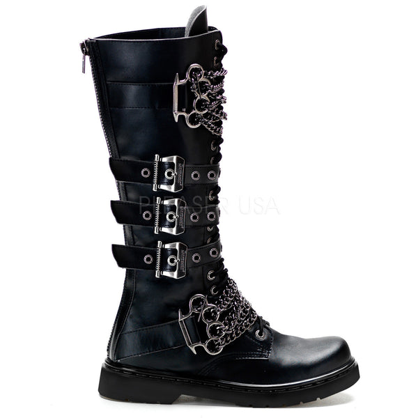 Demonia Men's DEFIANT-402 Men's Black Vegan Leather Goth Punk Combat Boots - Shoecup.com