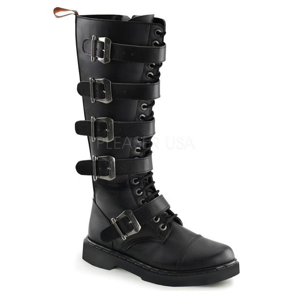 Demonia Men's DEFIANT-420 Men's Black Vegan Leather Goth Punk Combat Boots - Shoecup.com