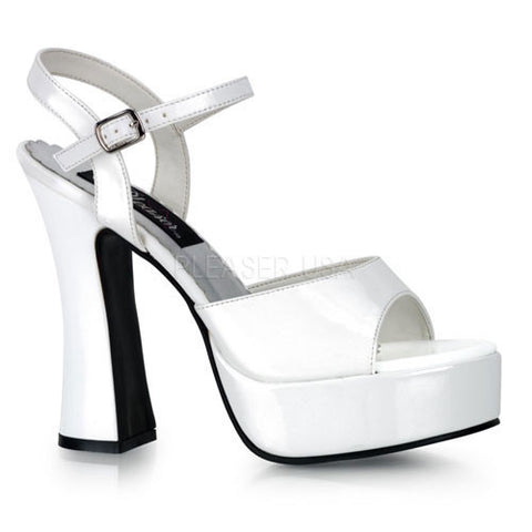 DEMONIA DOLLY-09 White Pat Platform Sandals - Shoecup.com